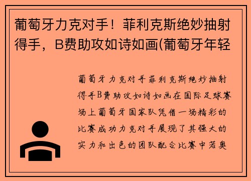 葡萄牙力克对手！菲利克斯绝妙抽射得手，B费助攻如诗如画(葡萄牙年轻球星菲利克斯)