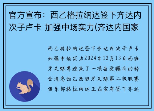 官方宣布：西乙格拉纳达签下齐达内次子卢卡 加强中场实力(齐达内国家队)