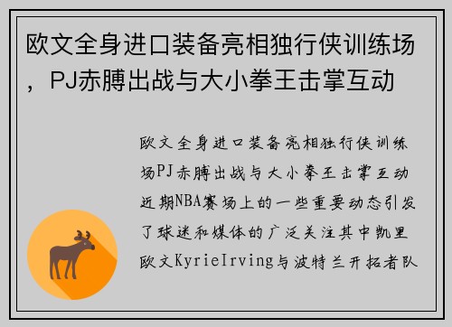 欧文全身进口装备亮相独行侠训练场，PJ赤膊出战与大小拳王击掌互动